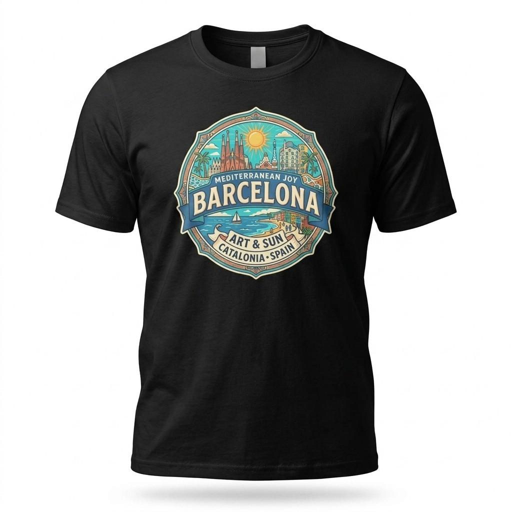 Barcelona Spain Mediterranean Joy Graphic T-Shirt Unisex Travel Tee