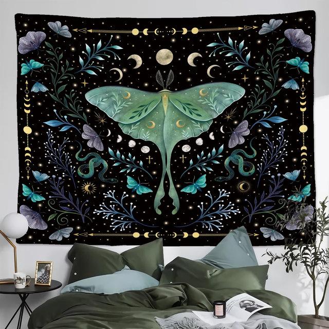 Tree Of Life Tapestry Wall Hanging Moon Phase Snake Tapestries Trippy Bohemia Hippie Mushroom Moth Floral For Living Room Bedroo