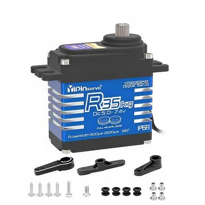 RCmall 35kg IP68 Waterproof RC Servo Motor, Digital Servo, 7.4V, 180270 Degrees, High-Torque Steel Helical Gear with 25T Servo Arm, for 18 and 110