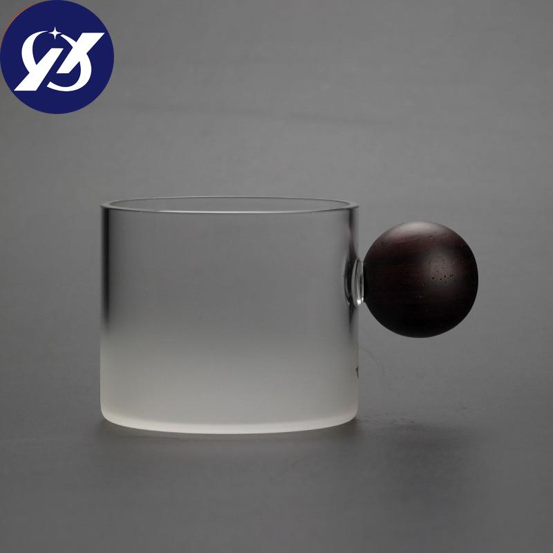 Glas W Himmel Weinglas mit Holzgriff Büro Kleine Teetasse Handgefertigter Becher Trinkgeschirr