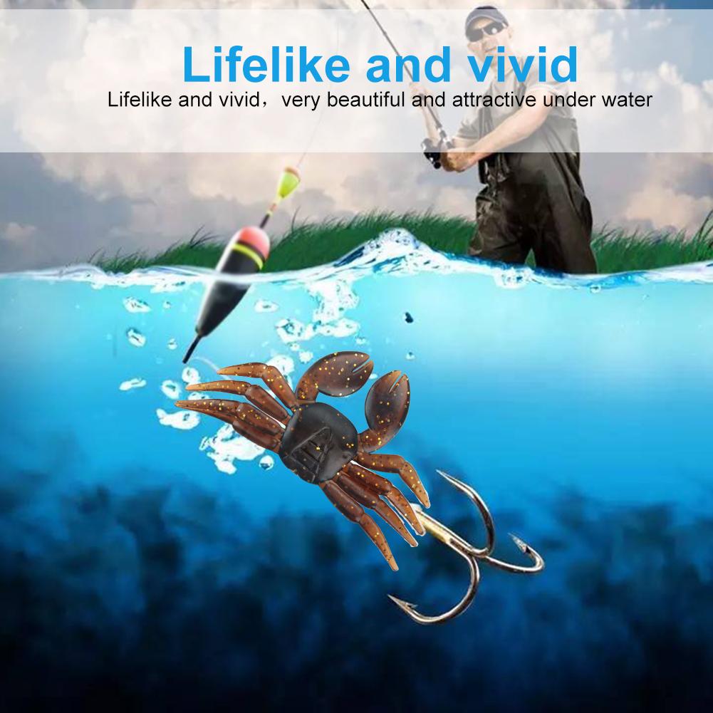 5Pcs Lot PVC Soft Lifelike Fishing Lures Crab Artificial Bait Tackle Accessories (Brown)