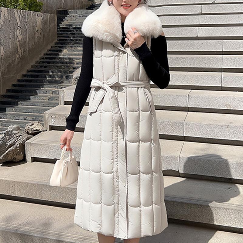 Detachable sleeves Plus Size L-7XL Fashion Woman Winter Coats With Belt Big Faux Fur Collar Long Parkas Hooded Loose Thick Female Jackets