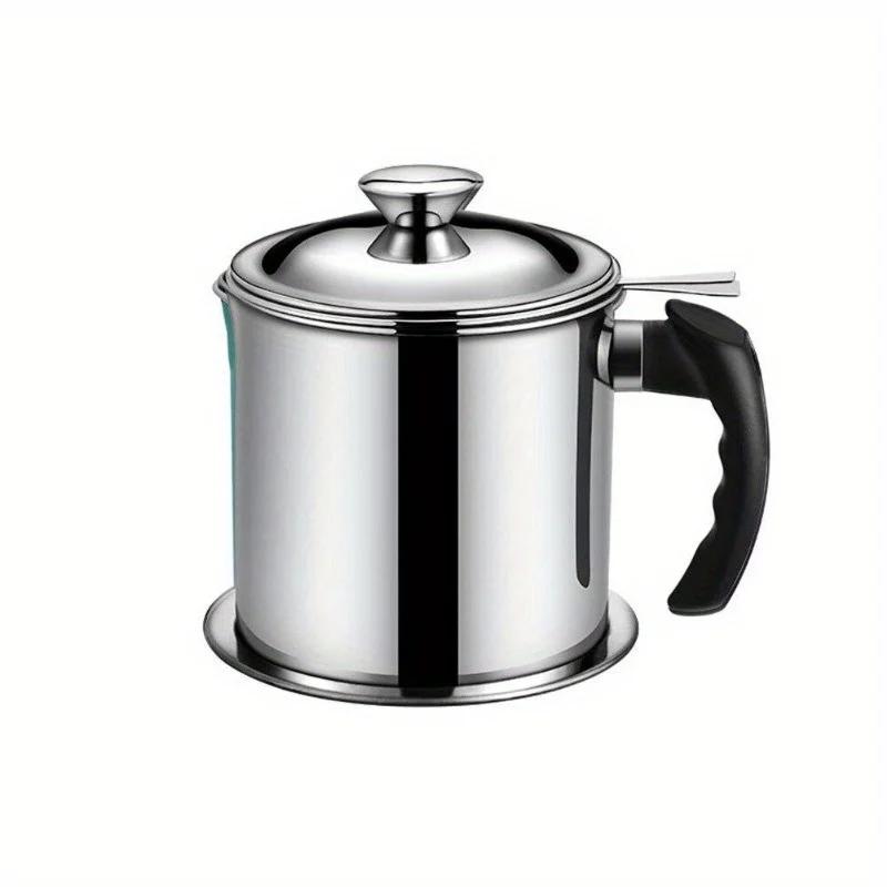 

1 шт. Новый 3 в 1 Кухонный Нержавеющий Стальной Масляный Фильтр Сито Дуршлаг Многоразовый Консервная Банка для Фритюра Домашний 1.3L серебряный