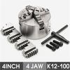 K12-100 SANOU 100mm Lathe Chuck  4 Jaw Self-centering Chuck Hardened Reversible Tool Silver New