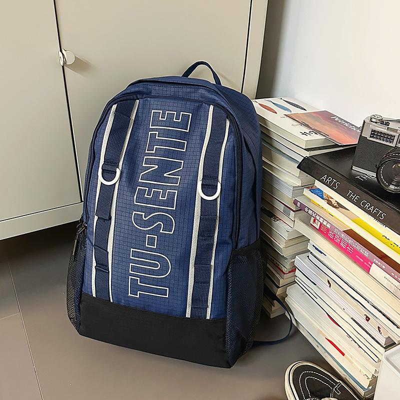 Large Capacity Backpack Men Travel Computer Backpack Letter Print Student Class Commuter Schoolbag