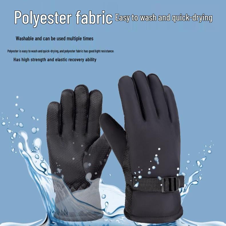Gants d'hiver en coton coupe-vent: Gants chauds unisexes épais doublés polaire pour le cyclisme et le ski