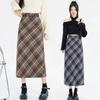 Women's Plus Size High Waist Woolen Plaid A-line Split Skirt - Autumn 2025 Collection