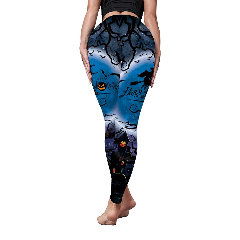 Hot-selling peach hip sweatpants, Halloween bat print women's elastic leggings