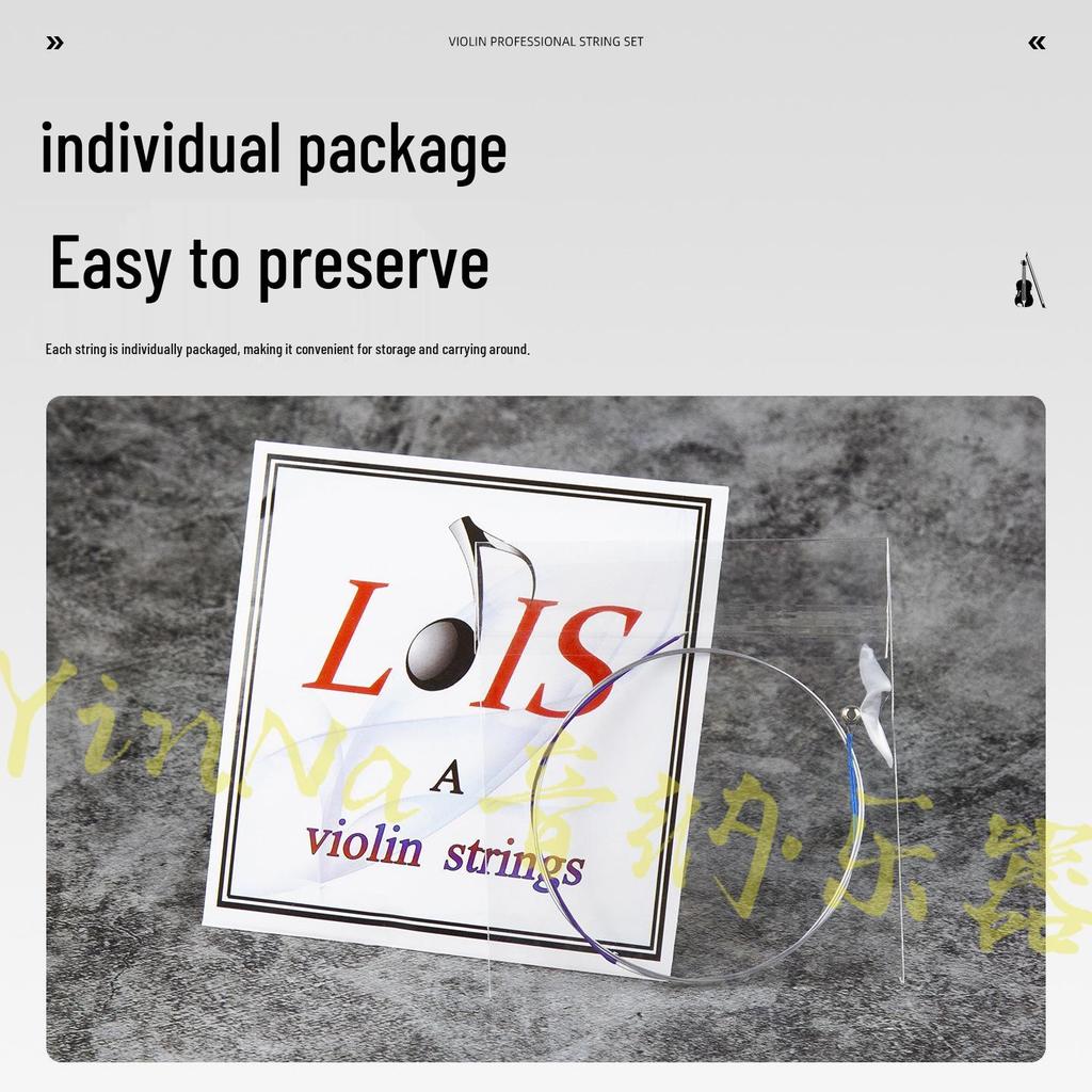 LOIES Violin Strings Set - Aluminum-Magnesium Alloy, 1/2, 3/4, 4/4 Sizes, 4-String Accessories