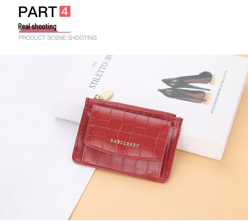 Baellerry Women's Crocodile Pattern Card Holder Coin Purse: Korean Style Fashion Wallet with Large Capacity and Multi-Card Slots