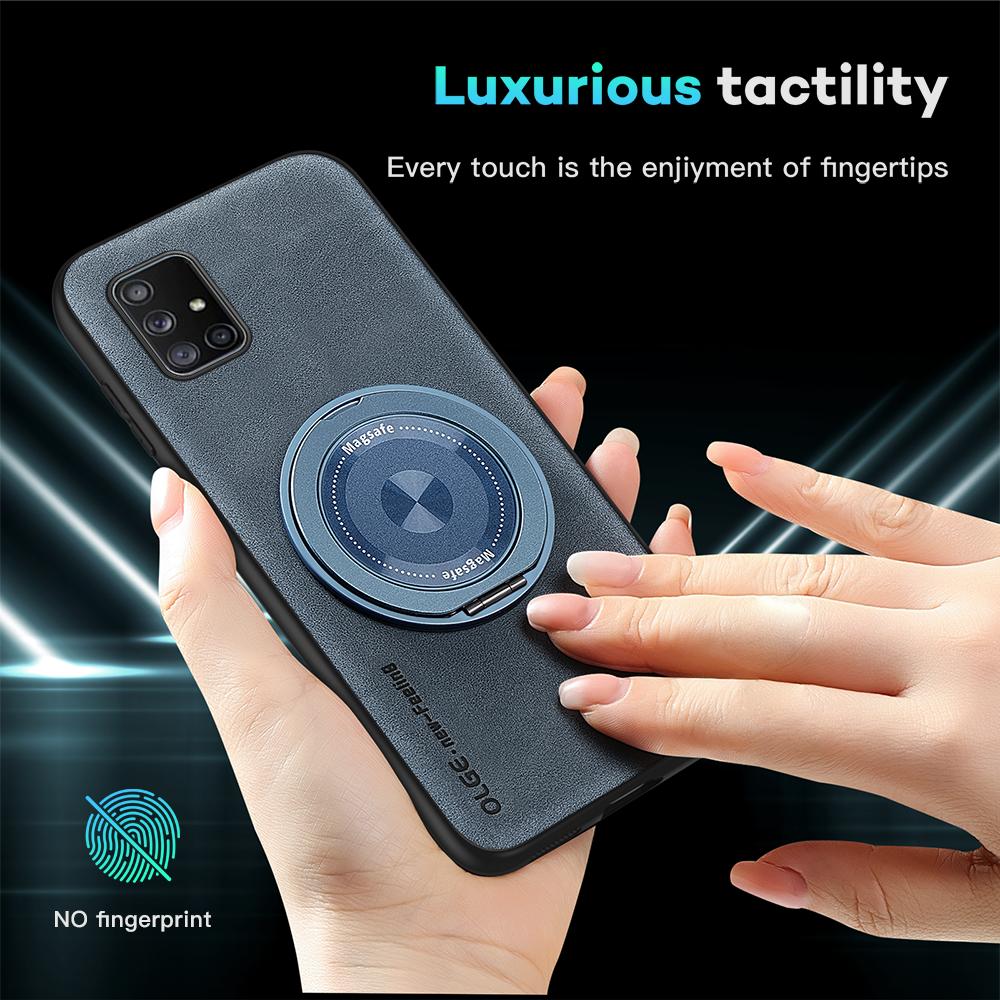 For Samsung Galaxy A71 Sheepskin Swivel Bracket Magnetic Soft Edge Anti Drop Anti Fingerprint Phone Case