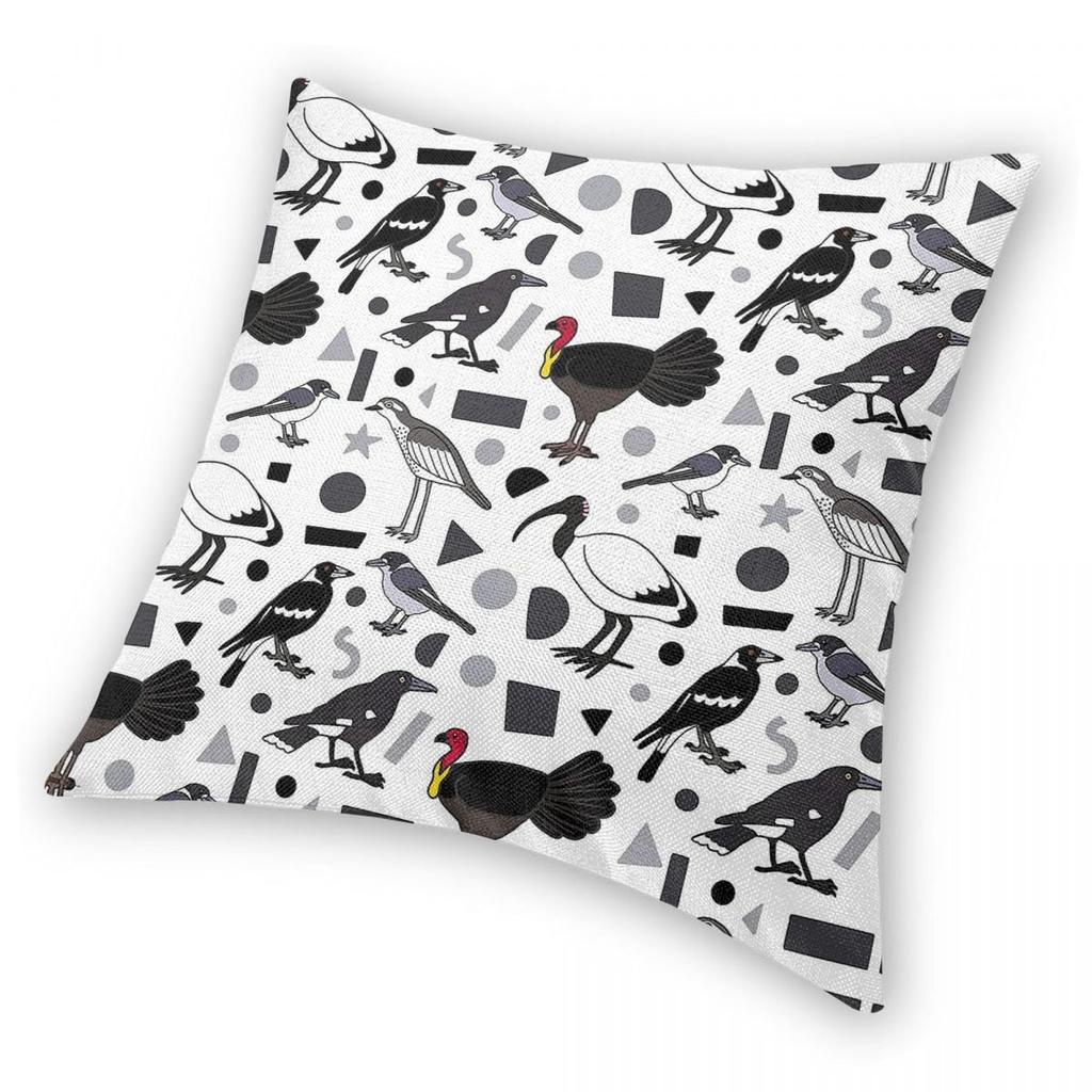 Monochrome Birds Of Brisbane Square Pillowcase Polyester Linen Velvet Printed Zip Decorative Pillow Case Sofa Cushion Cover