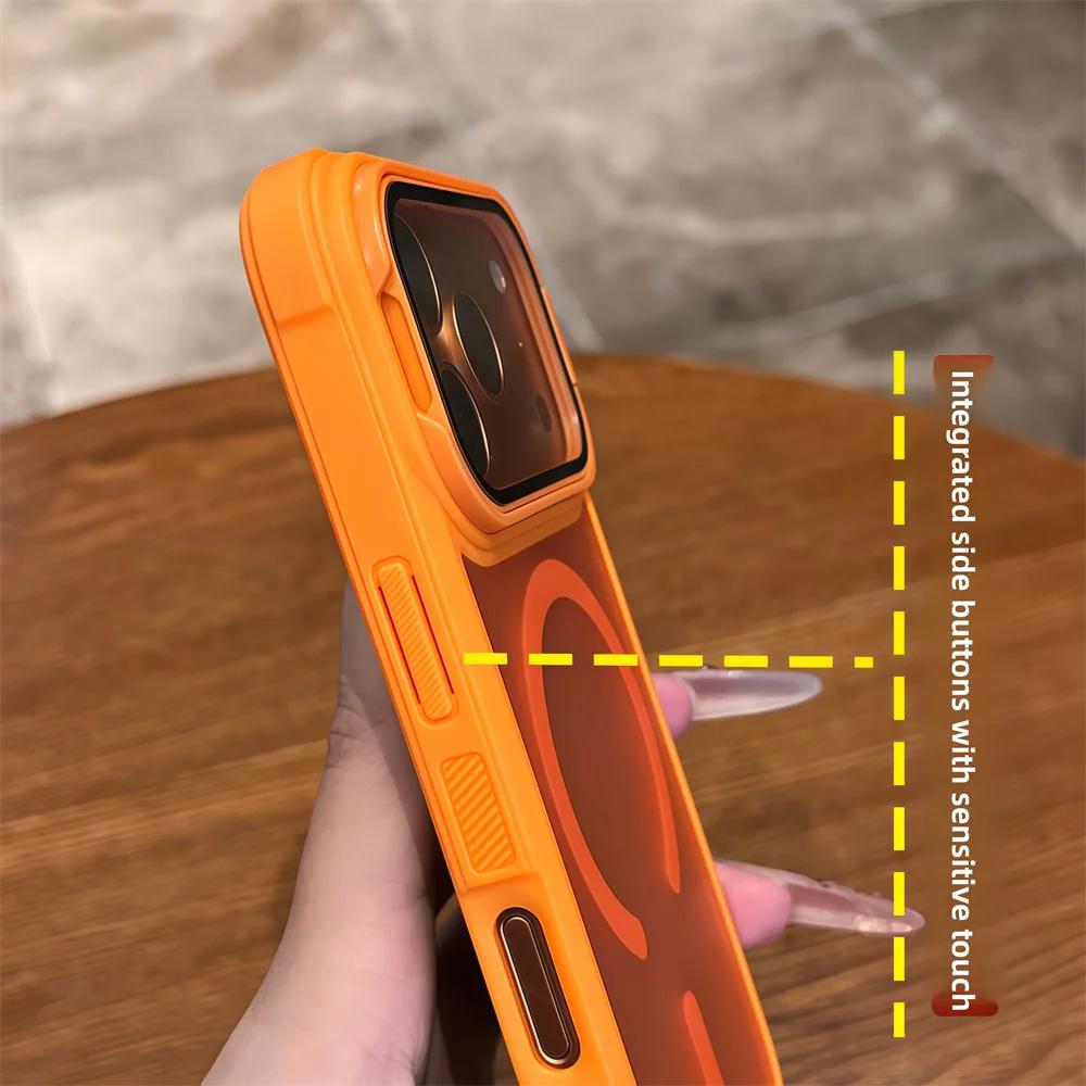 Full Lens Flip Stand For Magsafe Armor Magnetic Phone Case For iPhone 17 16 15 14 13 12 Pro Max Air Wireless Charge Matte Cover
