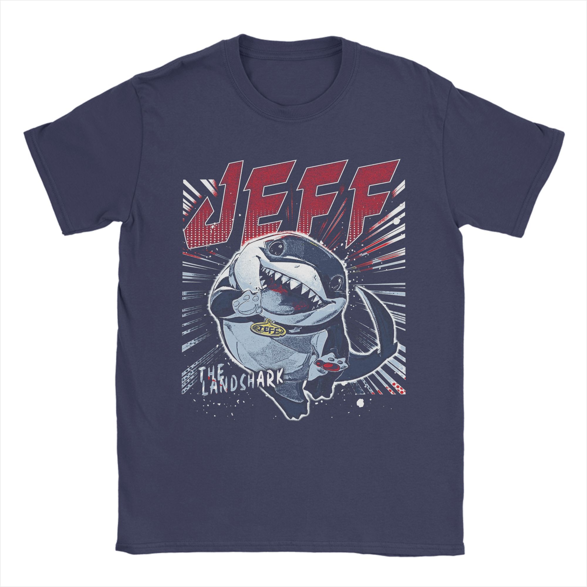 

Чоловічі футболки Jeff The Land Shark Бавовняний одяг Смішна футболка з коротким рукавом та круглим вирізом Ідея для подарунка Футболки 3XL