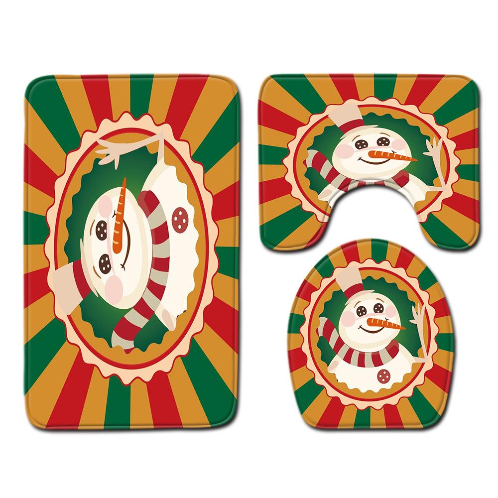 Christmas Bathroom Floor Mat Toilet Three-Piece Set