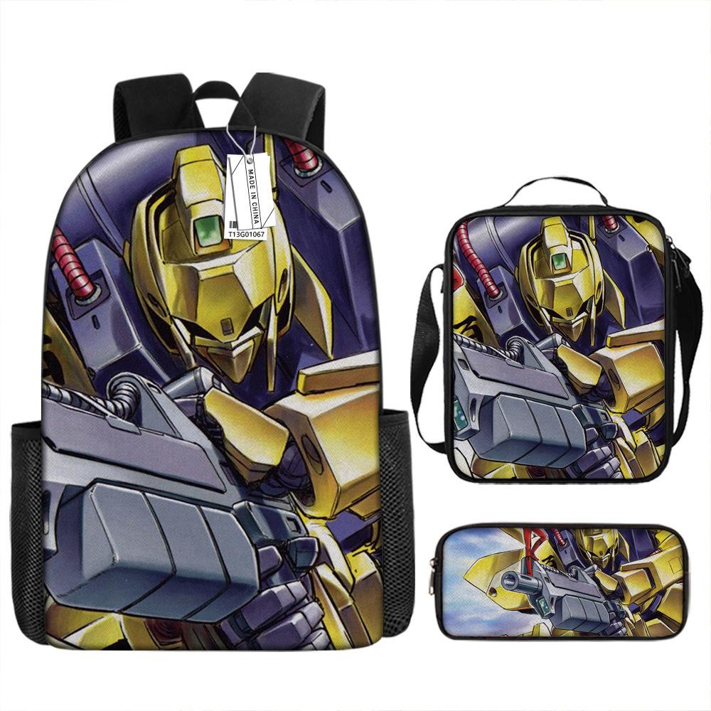 Gundam Mecha Schultasche Jungen und Grundschüler Ultraleichter Rückenschutz Rucksack Jungen Animation Kinderrucksack Dreiteiliges Set