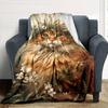 1pc cat flowers blanket Lightweight Flannel Throw for Sofa Bed Travel Camping Livingroom Office Couch Chair