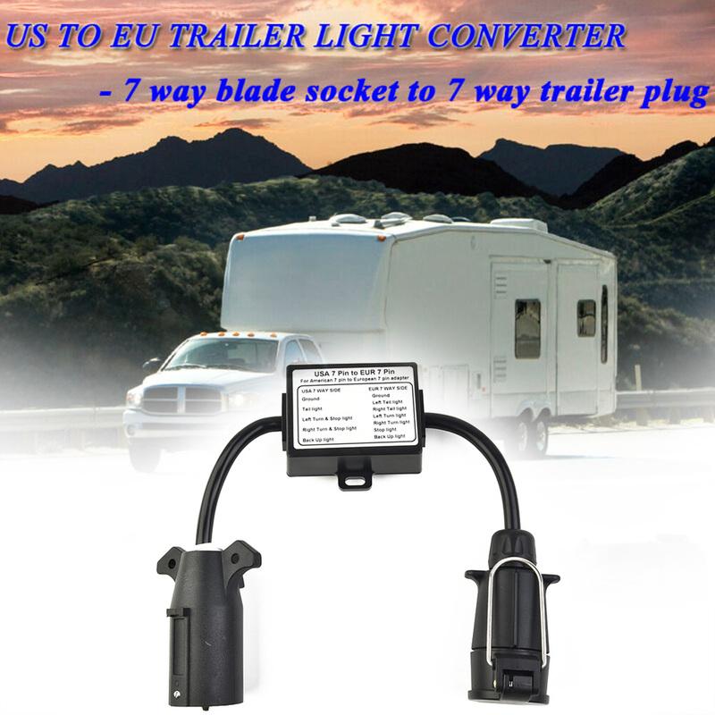 To EU Trailer Light Converter US 7-Way Blade Socket To EU 7-Pin Round Plug Separation Brake Light Circuit Connector Adapter