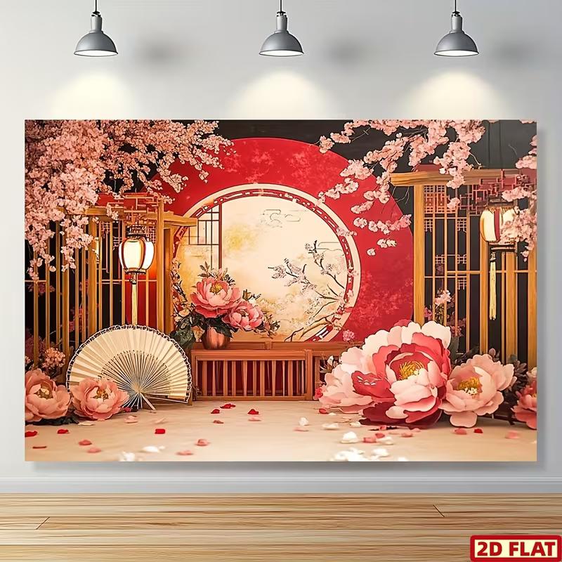 

2D Traditional Chinese Style Backdrop for Wedding, Festival & Studio Decor 47.2x31.5inch/120*80cm