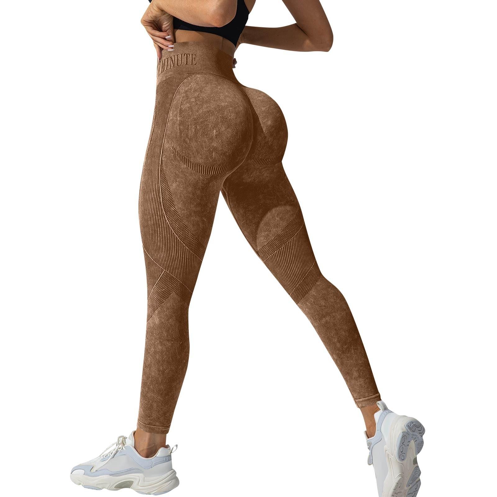 

Женские модные однотонные штаны для йоги с высокой талией, узкие спортивные штаны для фитнеса S коричневый