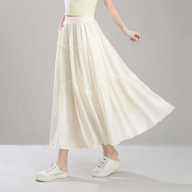 Bailuyu Ruffle Trim Pleated A-line Maxi Skirt M абрикосовый