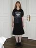 Sinun Side Frill Midi Skirt (Black)