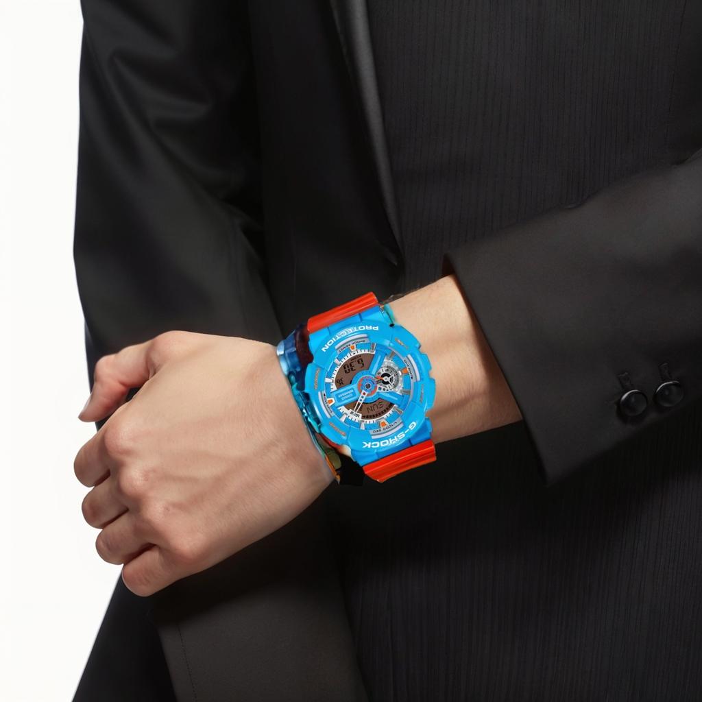 CASIO Men Liquid Crystal/Analog Dual Display Series Blue Watch GA-110NC-2A GA-110NC-2A