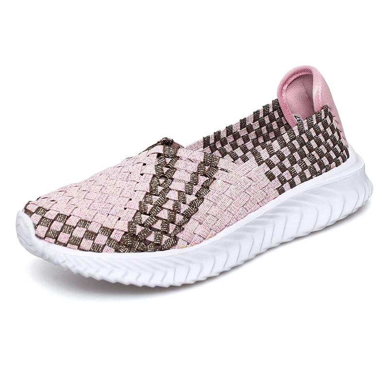 Woven Shoes Women Summer Flats Breathable Female Sneakers Lightweight Walking Shoe Handmade Fashion Lady Loafers Slip On Mujer