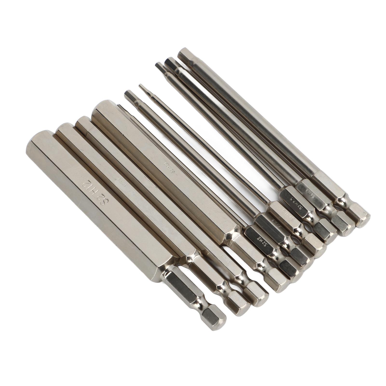 

Hex Wrench Drill Bit 14in Shank Metric Sizes 1.5mm to 12mm S2 Steel Hex Screwdriver Bit Set