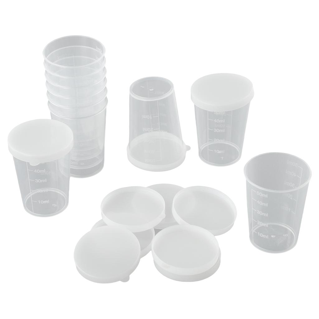 10Pcs Measuring Cups With Lid Transparent Plastic Scale Beaker Cups Lab Container Jugs Kitchen Baking Tool