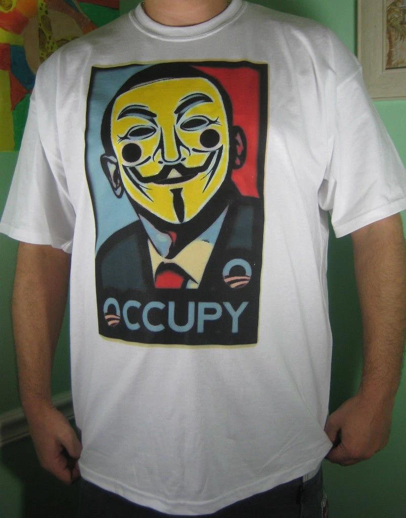Occupy Obama 100% Cotton T-shirt Mens Tees Top tee anonymous S