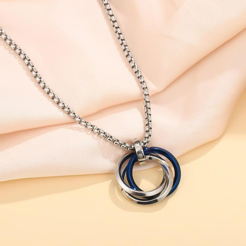 1Pcs Creative Three-Ring Crystal Pendant Necklace - Simple, Elegant, Unique Pendant - Retro Pendant Necklace