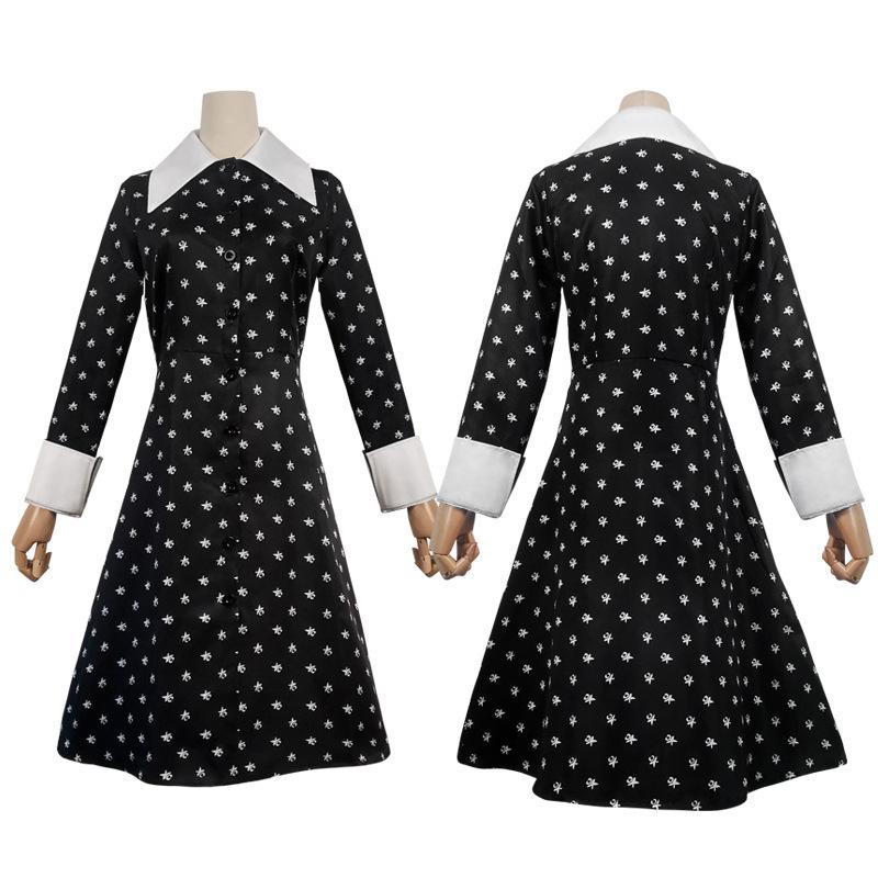 Amerikanisches Drama Wednesday Cos Adams Family weibliche Hauptrolle mit demselben Schuluniform-Anzug Cosplay-Kostüm