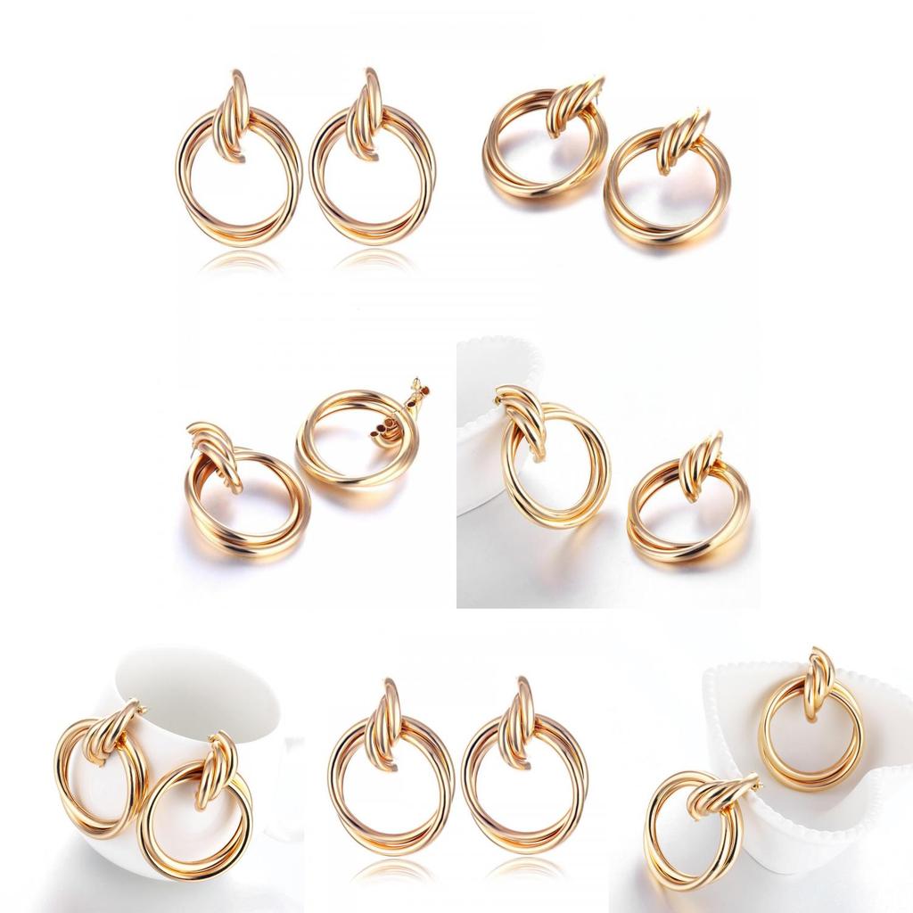 Modern European Fashion Round Alloy Earrings Eye-catching Minimalist Jewelry