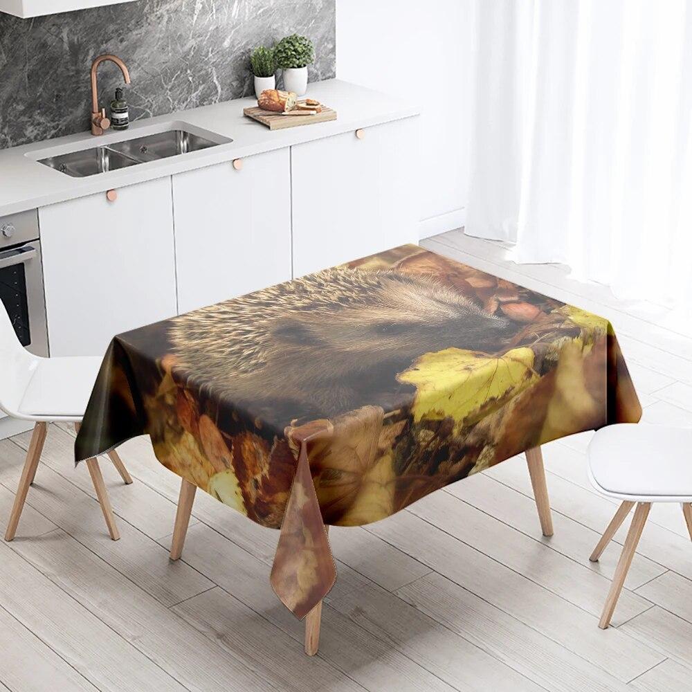 Hedgehog Tablecloth Cute Animal  Anti-Stain Waterproof Rectangular  Kitchen Table Home Decor