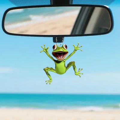 Yousheng 1/2/3/4/5Pcs 2D Acrylic Frog Hanging Decoration with Beaded Chain Car Rearview Mirror Hanging Ornament Charm Pendant Car Interior Accessory