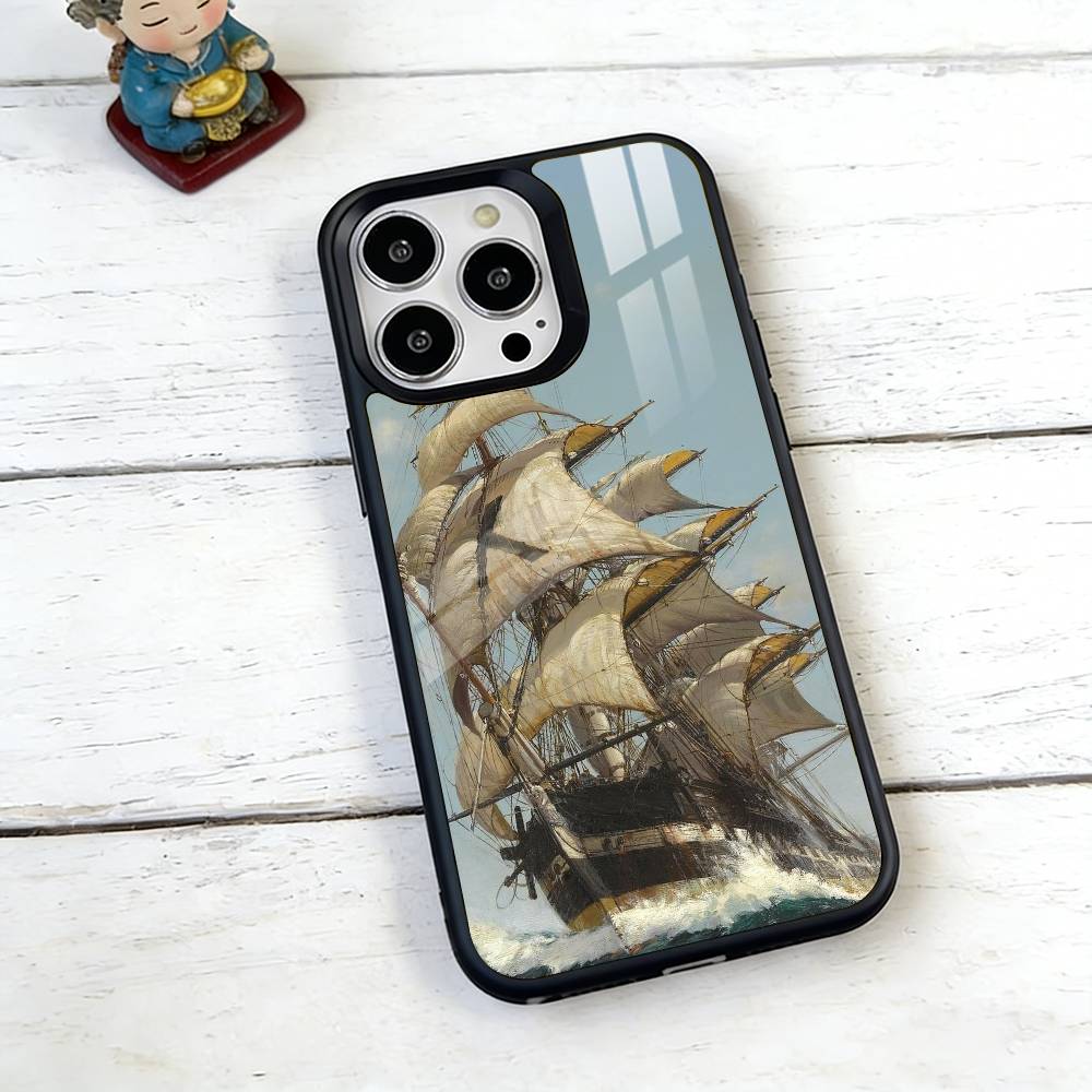 Vintage pirate ship Phone Case Magnetic with Magsafe Wireless Charging For iPhone17,16,15,14,13,12,11 Plus,Pro