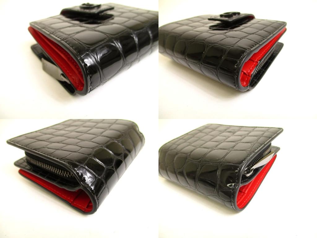 Autentyczny portfel bifold Christian Louboutin Loubi54 skórzany czarno-czerwony #a911 Odnowiony