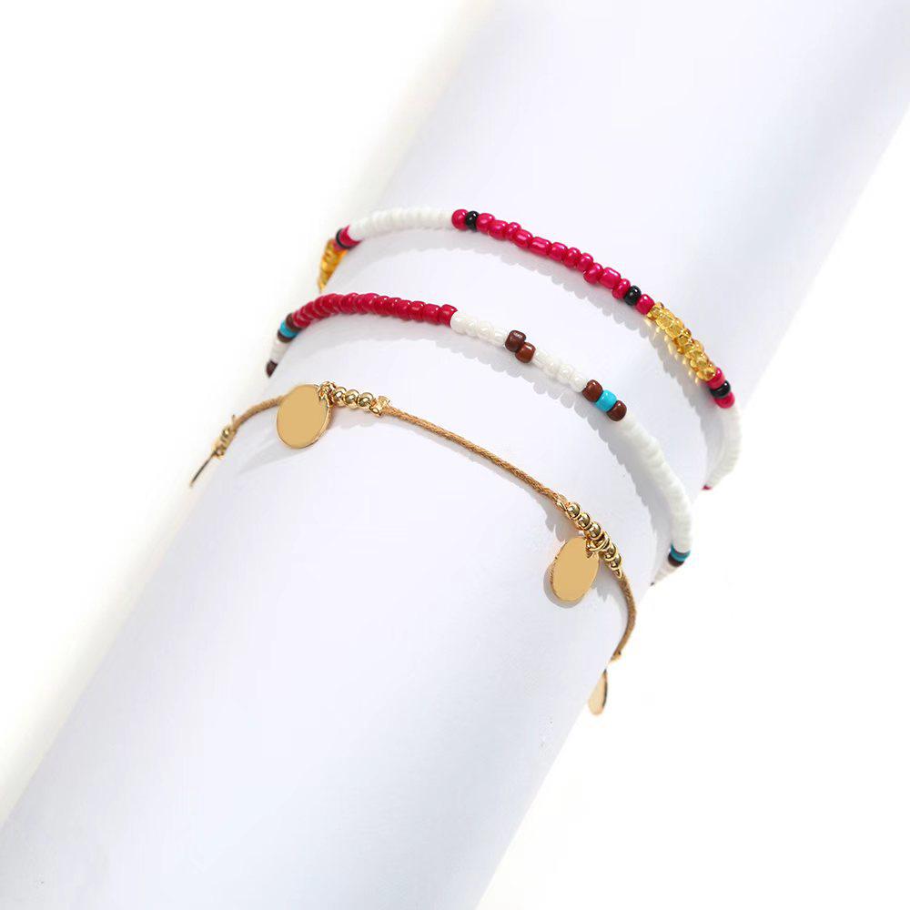 European Bohemian Multi-Color Beaded Layered Pendant Anklet