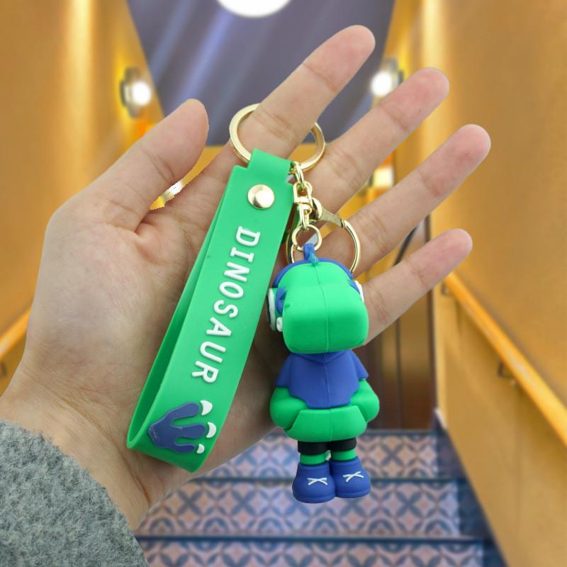 

Cheerful Cartoon Keychain Charms Colorful Rubber Key Rings For Car And Bag Accessories зелёный