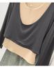 Women's Two-Tone Long-Sleeve Layered T-Shirt: 2026 Autumn/Winter Style, Versatile Inner or Outerwear