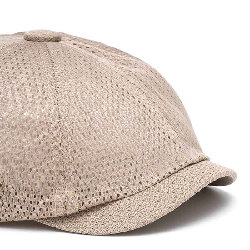 Summer Thin Breathable Mesh Cap Men's Hollow Cap Outdoor Sun Protection Sun Hat British Beret Octagonal Cap