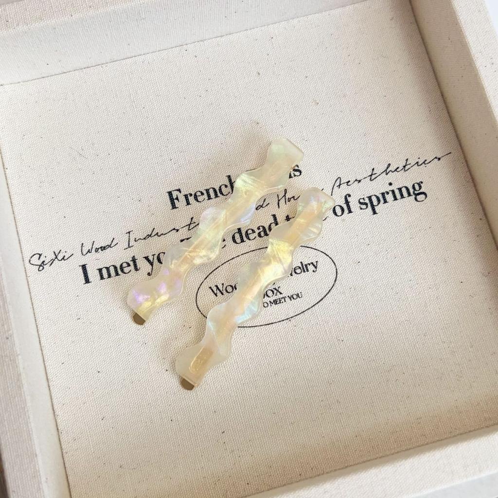 2Pcs/Set Simple Retro Wave Shaped Acetic Bangs Hairpins Sweet Cute Hair Side Hair Clips Style Barrettes Fashion Hair Accessories