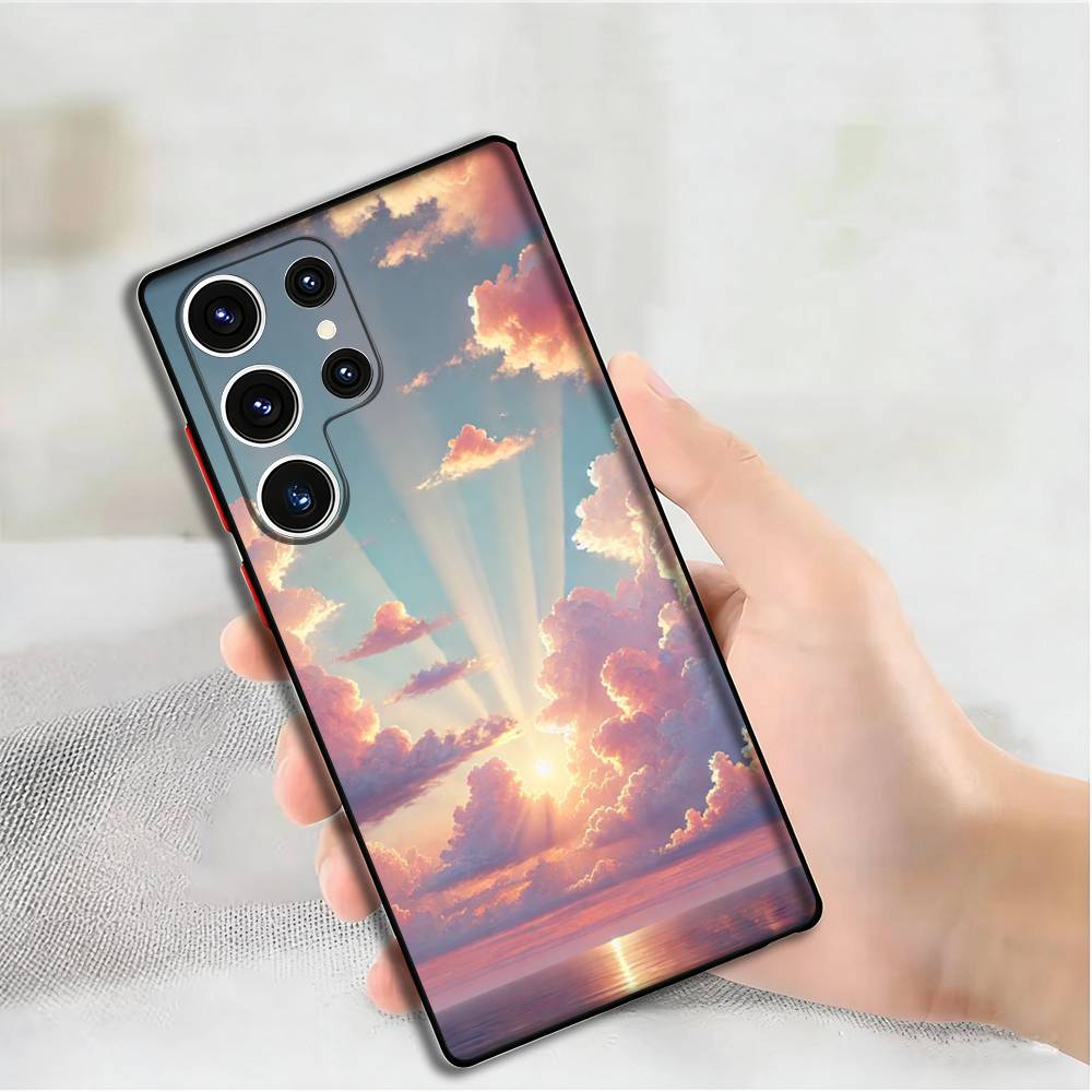Beautiful Sunshine Clouds Phone Case For Samsung S24,25,23,22,21,20 Plus Ultra 5G Lite Shockproof Cover