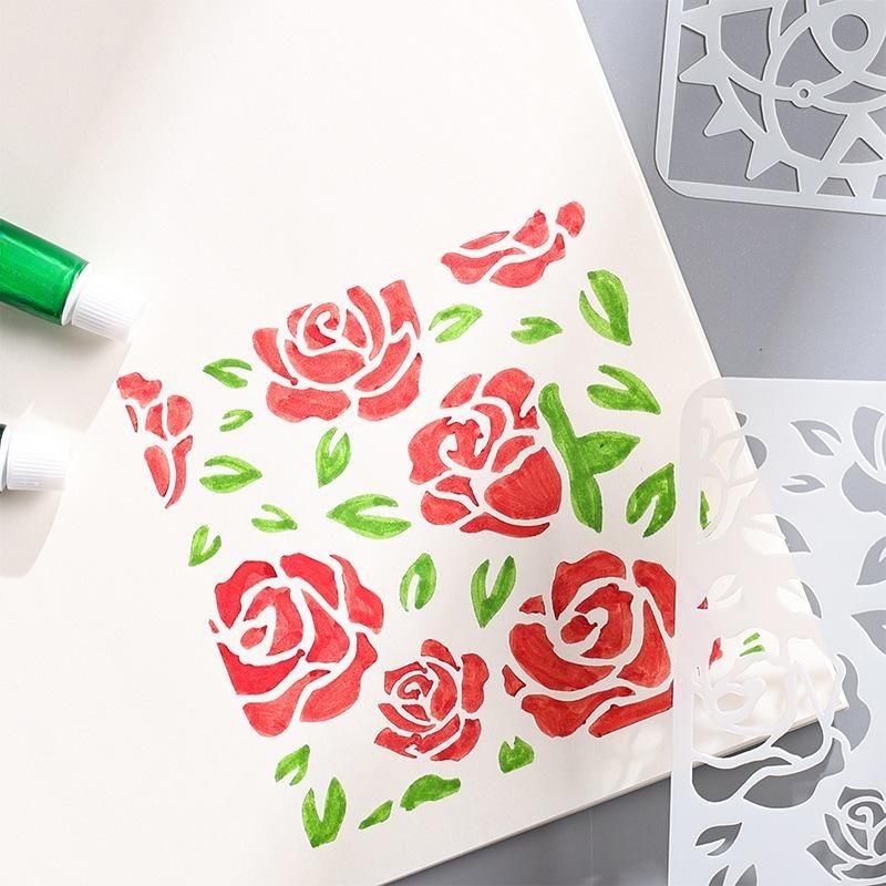 6 stk/sett Blomstersommerfugl sjablongmaler for utklippsbokvegg Liten kreativ design DIY-dekorsjablonger for maling og dekor
