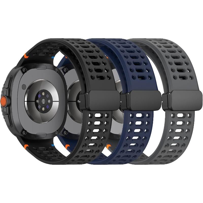 Silicone Sport Replacement Straps For Samsung Galaxy Watch 8 Classic / Watch 8 40mm 44mm, Magnetic Folding Clasp ,3-Piece