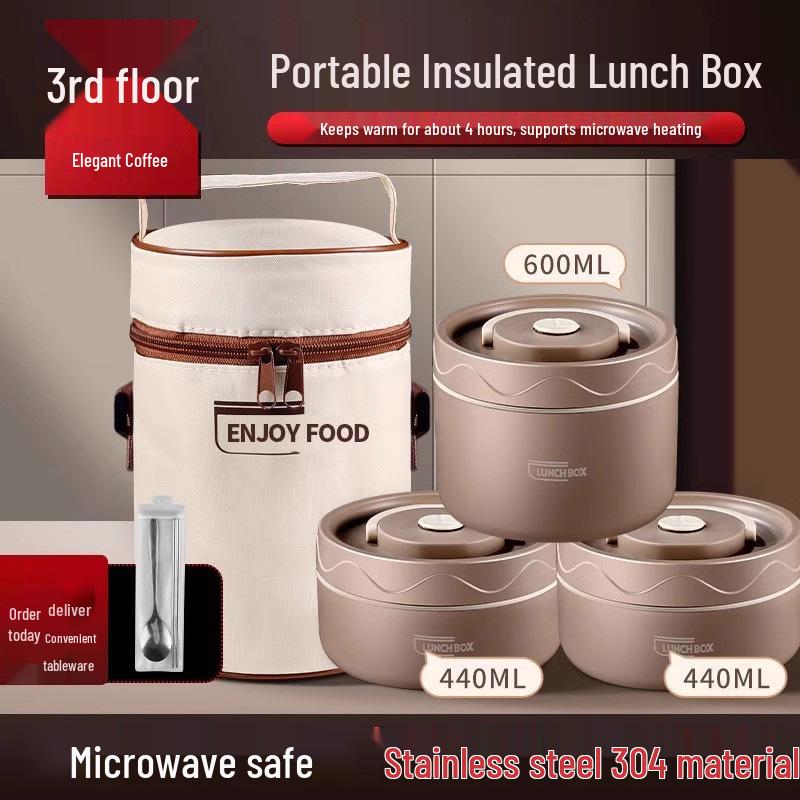 Extra Long Insulated Stainless Steel Bento Lunch Box - Microwaveable & Portable