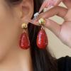 French Light Luxury Metal Enamel Drop Earrings, High-End Niche Retro Versatile Women Stud Earrings