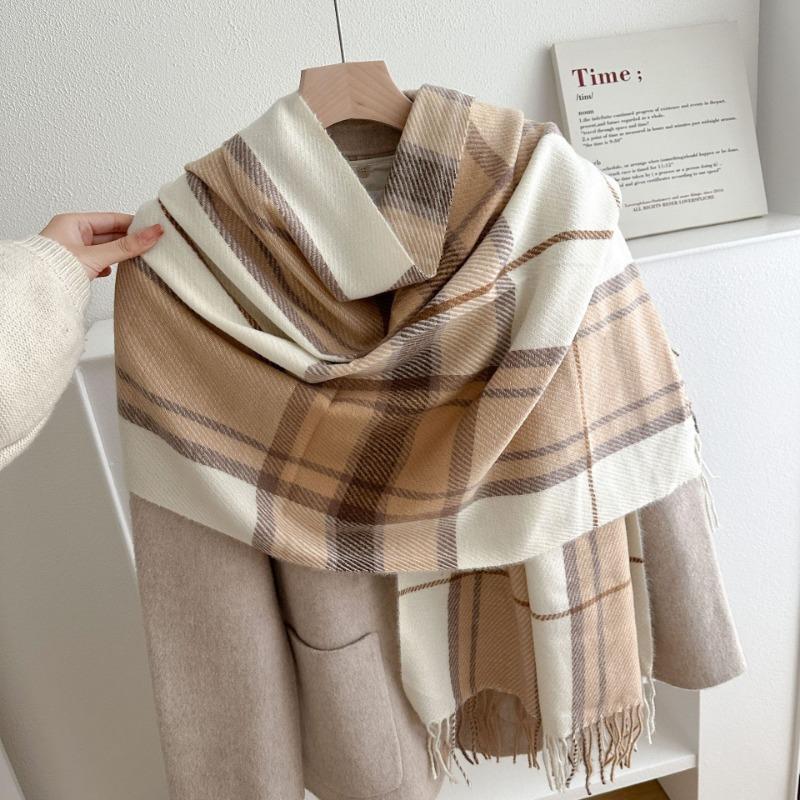

Classic plaid imitation cashmere scarf women s winter fashion versatile thin warm scarf outer shawl 67-180CM