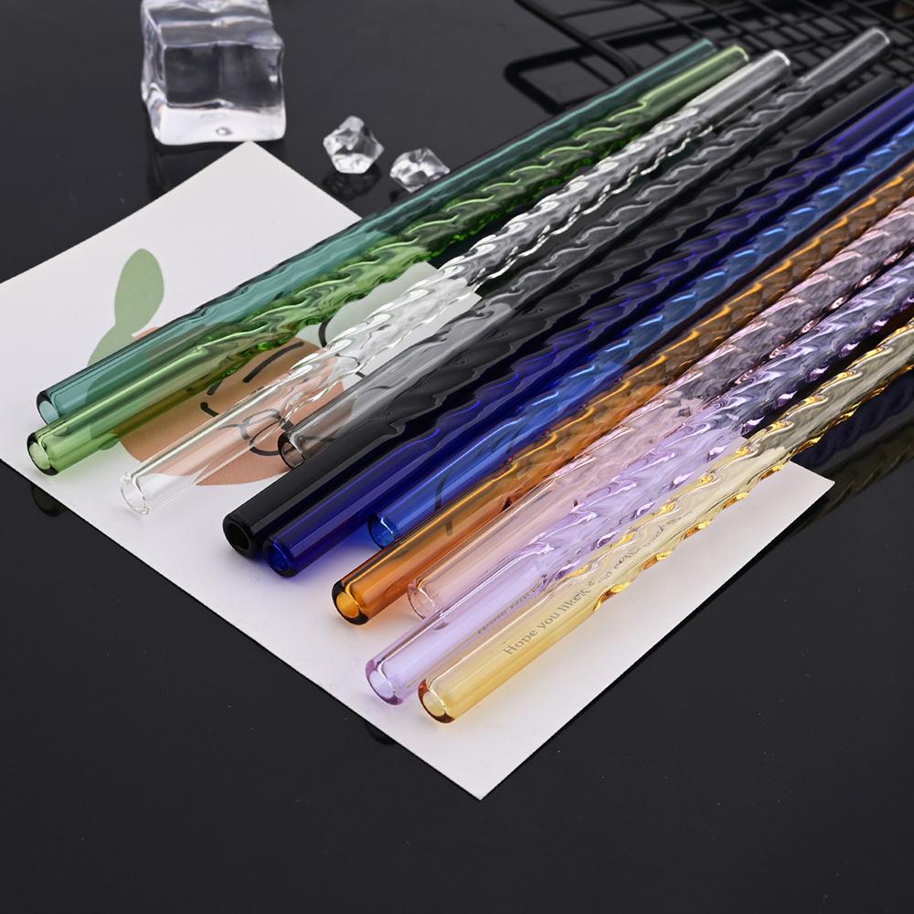10Pcs Coloful 8mm Glass Straw Reusable Drinking Straws Heat-Resistant Straw For Festival Party Wedding Cocktail Bar Beachs